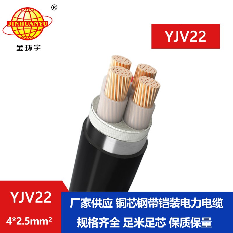 金環(huán)宇電線(xiàn)電纜 四芯鎧裝電纜YJV22 4X2.5平方 銅芯